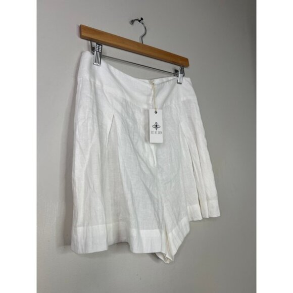 NWT Just Bee Queen High Rise Linen Pockets Marlow Chino Shorts White Sz: Medium - Picture 3 of 8